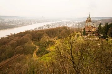 Fotobehang Ausblick auf Schloss Drachenfels und den Rhein © Karsten