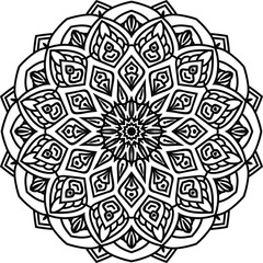 Vector mandala art or circular pattern for decoration elements, meditation poster, stress relief, henna, adult coloring book page, decoration card.
