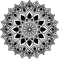 Vector mandala art or circular pattern for decoration elements, meditation poster, stress relief, henna, adult coloring book page, decoration card.
