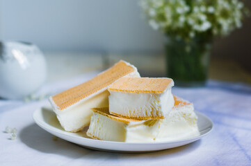 Sandwich vanila ice cream with waffles, Plombir