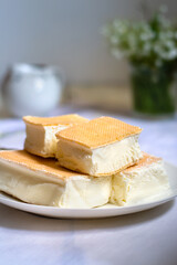 Sandwich vanila ice cream with waffles, Plombir
