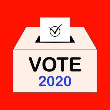 US election. Voting concept. 2020. USA ballot box and envelope on red background. Vector Illustration.
