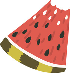 Watermelon slice clipart set hand drawn childish flat style isolated on white background.