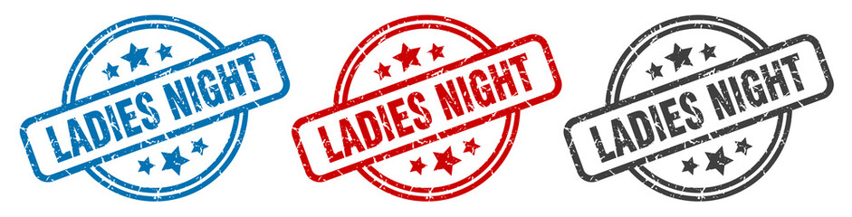 ladies night stamp. ladies night round isolated sign. ladies night label set