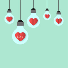 Paper hearts in light bulb