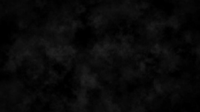 Seamless loop animation gray black smoke on a black background. 4K Looping fog smoke cloud for overlays your footage a dark and mysterious effect.  