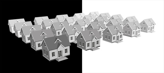 Townhouses fild SH. Building Silhouette Collection. 
Image of residential home for designing.
