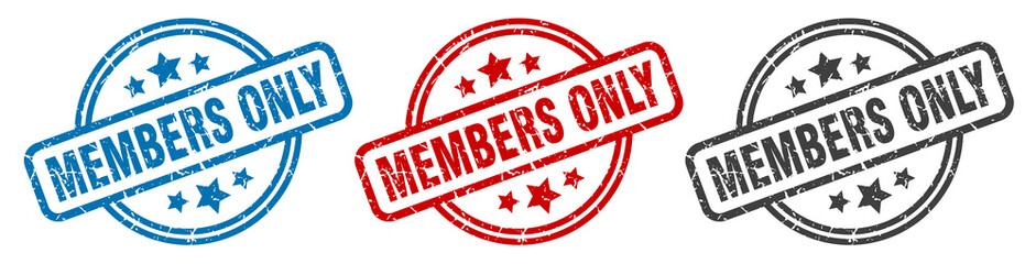 members only stamp. members only round isolated sign. members only label set
