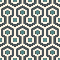 Honeycomb background. Blue colors repeated hexagon tiles wallpaper. Seamless pattern with classic geometric ornament.