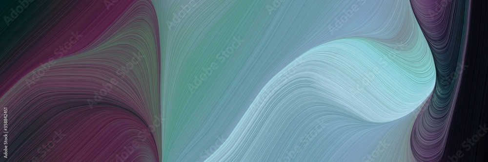 Poster beautiful colorful curves banner design with cadet blue, very dark blue and old mauve colors. can be