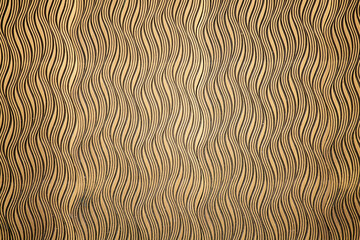 Abstract wavy pattern. Undulating golden ornament texture or background. Elegant wood carving embossing.