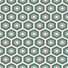 Fototapeta na wymiar Honeycomb background. Blue colors repeated hexagon tiles wallpaper. Seamless pattern with classic geometric ornament.