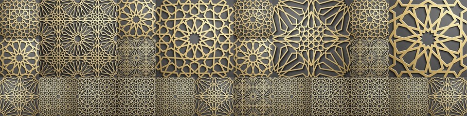Islamic pattern . Seamless arabic geometric pattern, east ornament, indian ornament, persian motif, 3D. Endless texture can be used for wallpaper, pattern fills, web page background .