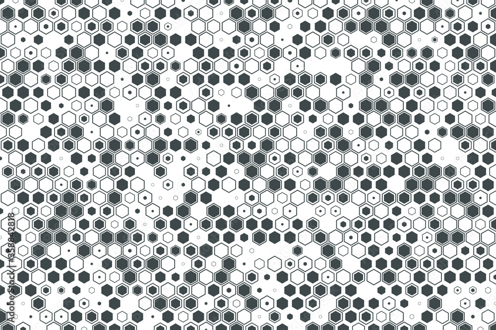 Poster vector abstract hexagon background. futuristic tech illustration with hexagonal elements.