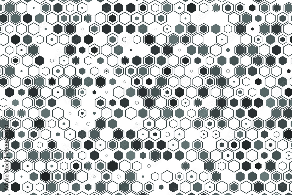 Poster vector abstract hexagon background. futuristic tech illustration with hexagonal elements.