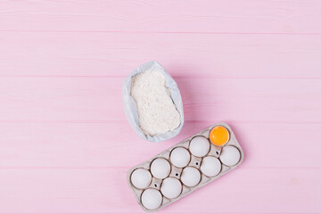 Ingredients for homemade baking pack of fresh eggs