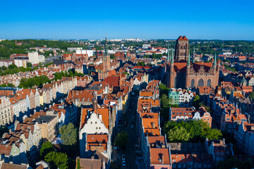 Obraz premium Aerial view of Old Town in Gdansk. Tricity, Pomerania, Poland.