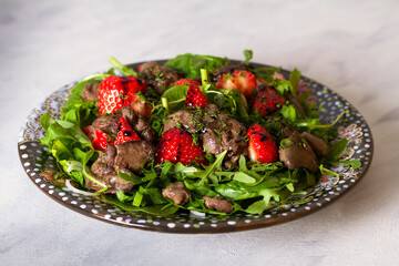 Chicken liver salad with strawberries
