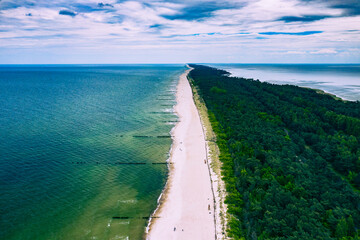 Chalupy Beach Aerial View. Hel Penisula from Above. Baltic Sea, Pomerania, Poland.