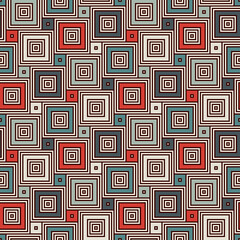 Square grid texture. Pythagorean tiling motif. Seamless pattern design with classic ornament. Geometric background