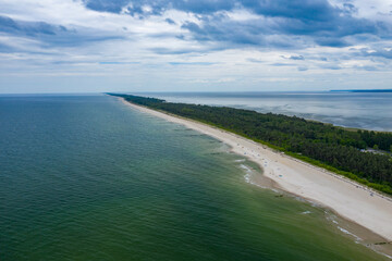 Fototapeta na wymiar Chalupy Beach Aerial View. Hel Penisula from Above. Baltic Sea, Pomerania, Poland.