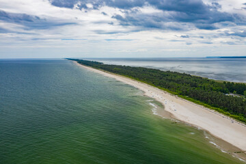 Chalupy Beach Aerial View. Hel Penisula from Above. Baltic Sea, Pomerania, Poland.