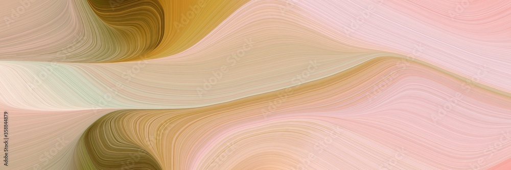 Poster dynamic colorful waves design with baby pink, brown and dark khaki colors. can be used as header or 