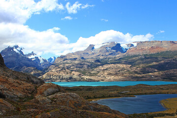 Picture taken on "Estancia Cristina" in Argentinian Patagonia, Ushuaia province. Beautiful views of snowy red mountains.