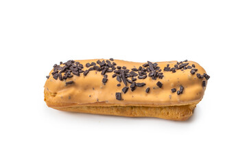 Fresh tasty eclairs isoalted on white background