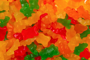 Jelly sweats bears background. Top view.