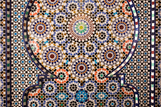 Mosaic tile work in Fez, Morocco
