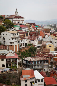 Crowded neighborhoods are typical in the capital city of Antananarivo, Madagascar.