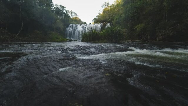 hyper lapse and time lapse of natural waterfall in a tropical forest with soft movement. 4K hyperlapse video