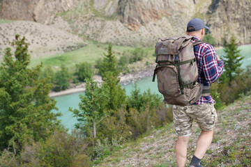 Fototapeta na wymiar hiker in the mountains