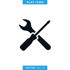 Tools Icon Vector Logo Design Template. Screwdriver and Wrench Icon