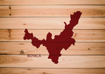 Map of Boyaca Department, Colombia, on a wooden background, 3D illustration