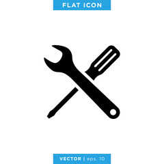 Tools Icon Vector Logo Design Template. Screwdriver and Wrench Icon