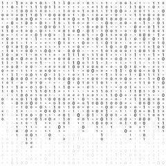Background With Digits On Screen. binary code zero one matrix white background. banner, pattern, wallpaper. Vector illustration
