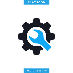 Wrench, Gear Icon Vector Logo Design Template. Tools, Repair, Service Symbol