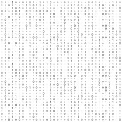 Background With Digits On Screen. binary code zero one matrix white background. banner, pattern, wallpaper. Vector illustration