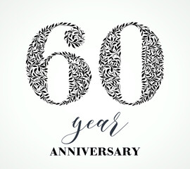 60th anniversary Number sixty consists of a sheet drawing. No gradient fill. Vector is easy to customize. View the entire series.