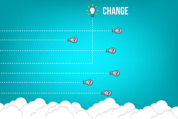 Think differently - Being different, taking risky, move for success in life -The graphic of light bulb also represents the concept of courage, enterprise, confidence, belief, fearless, daring. Vector.