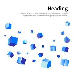 Vector abstract background with blue flying cubes.