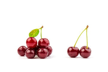 Сherry berries isolated on white background. With clipping path.
