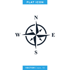 Compass wind rose icon vector logo design template. Vintage style.