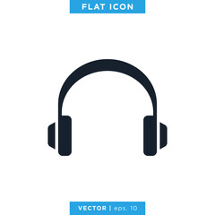 Headphones Icon Vector Logo Design Template