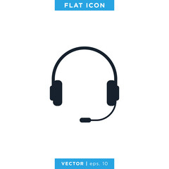 Headphones Icon Vector Logo Design Template