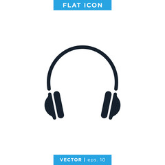Headphones Icon Vector Logo Design Template