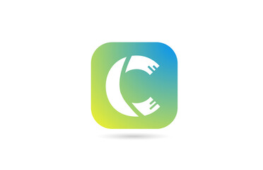 green blue C alphabet letter logo icon design for business and company. Pastel color template