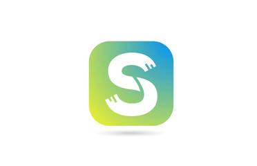 green blue S alphabet letter logo icon design for business and company. Pastel color template